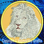 Lion HD Portrait #2 - 6" White Lion Embroidery Patch