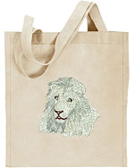 Lion HD Portrait #2 - White Lion Embroidered Tote Bag #1