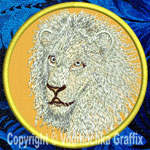 Lion HD Portrait #4 - 8" White Lion Embroidery Patch