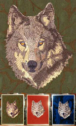 Wolf High Definition Embroidery Portrait #1 on Canvas 9X12