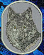 Wolf HD Portrait #2 - 4" Medium Size Embroidery Patch