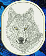 Wolf HD Portrait #3 - 4" Medium Size Embroidery Patch