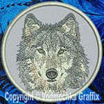 Wolf HD Portrait #4 - 4" Medium Size Embroidery Patch