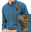 Bison High Definition Portrait #1 Embroidered Men's Denim Shirt