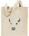 Bison Portrait #2 - White Buffalo - Embroidered Tote Bag #1