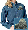 Gorilla High Def. Portrait #1 Embroidered Womem's Denim Shirt