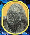 Gorilla HD Portrait #1 - 4" Medium Size Embroidery Patch