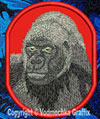 Gorilla HD Portrait #1 - 4" Medium Size Embroidery Patch