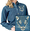 Jaguar Portrait #1 Embroidered Women's Denim Shirt