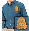 Lion HD Portrait #1 Embroidered Men's Denim Shirt