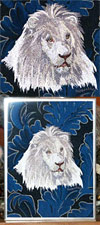 Lion High Def Embroidery Portrait #2 - White Lion on Canvas 9X12