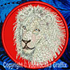 Lion HD Portrait #4 - 8" White Lion Embroidery Patch