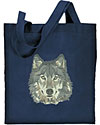 Wolf HD Portrait #4 Embroidered Tote Bag #1 - Click Image to Close