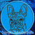 Black Brindle Colored French Bulldog Portrait #1A Embroidery Patch - Blue