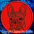 Black Brindle Colored French Bulldog Portrait #1A Embroidery Patch - Red