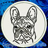 Black Brindle Colored French Bulldog Portrait #1A Embroidered Patch for French Bulldog Lovers - Click to Enlarge