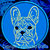 Cream Colored French Bulldog Portrait #1C Embroidery Patch - Blue