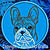 White Brindle Colored French Bulldog Portrait #1D Embroidery Patch - Blue