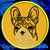White Brindle Colored French Bulldog Portrait #1D Embroidery Patch - Gold