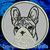White Brindle Colored French Bulldog Portrait #1D Embroidery Patch - Grey
