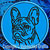 Black Brindle Colored French Bulldog Portrait #2A Embroidery Patch - Blue