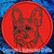 Black Brindle Colored French Bulldog Portrait #2A Embroidery Patch - Red