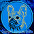 Black Mask Colored French Bulldog Portrait #2B Embroidery Patch - Blue
