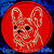 Cream Colored French Bulldog Portrait #2C Embroidery Patch - Red