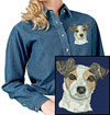 Jack Russell Terrier High Definition Portrait #1 Embroidered Ladies Denim Shirt for Jack Russell Terrier Lovers - Click to Enlarge