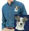 Jack Russell Terrier High Definition Portrait #3 Embroidered Mens Denim Shirt for Jack Russell Terrier Lovers - Click to Enlarge