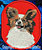 Papillon Dog Embroidery Patch - Red
