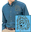 Black Pomeranian Portrait Embroidered Men's Denim Shirt for Pomeranian Lovers - Click to Enlarge