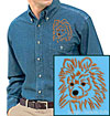 Brown Pomeranian Portrait #1 Embroidered Men's Denim Shirt for Pomeranian Lovers - Click to Enlarge