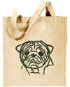 Pug Embroidered Tote Bag for Pug Lovers - Click to Enlarge