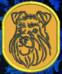 Schnauzer Portrait Embroidery Patch - Click for More Information