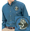 International Shiloh Shepherd Dog Club Logo Embroidered Men's Denim Shirt - Click to Enlarge
