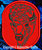 Bison - American Buffalo Portrait #1 Embroidery Patch - Red