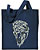 White Buffalo Portrait Embroidered Tote Bag #1 - Navy