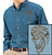 Bison Portrait Embroidered Mens Denim Shirt - Click for More Information