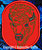 Bison - American Buffalo Portrait #3  Embroidery Patch - Red