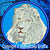 White Lion High Definition Portrait #2 Embroidery Patch - Blue