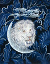 White Lion Embroidery Portrait on canvas for Lion Lovers