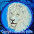 White Lion High Definition Portrait #4 Embroidery Patch - Blue