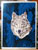 Grey Wolf High Definition Portrait #2 Embroidery Portrait on Canvas - Blue