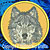 Grey Wolf High Definition Portrait #4 Embroidery Patch - Gold