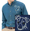 Jack Russell Terrier Portrait #2 Embroidered Men's Denim Shirt
