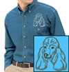Poodle Portrait #1 Embroidered Men's Denim Shirt