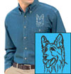 Shiloh Shepherd Portrait #1 Embroidered Men's Denim Shirt