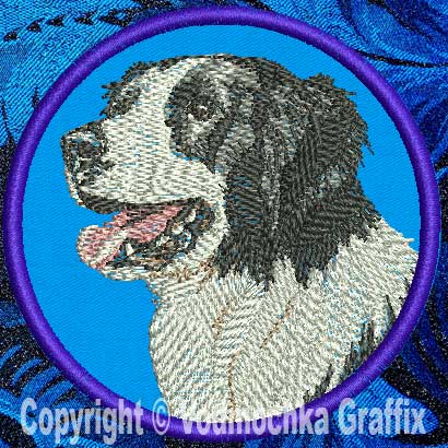 Border Collie Portrait BT2490 - 8" Extra Large Embroidery Patch - Click Image to Close