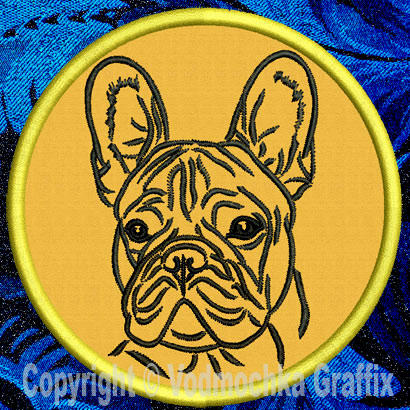 French Bulldog Portrait #1A - 3" Small Embroidery Patch - Click Image to Close